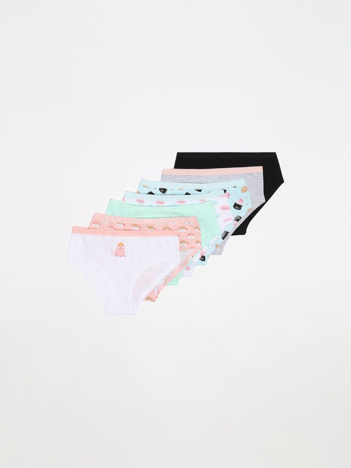 Pacote com 7 calcinhas hipster estampadas - Cores variadas