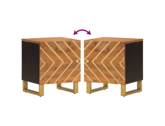 VIDAXL - Table de chevet marron et noir bois de manguier solide
