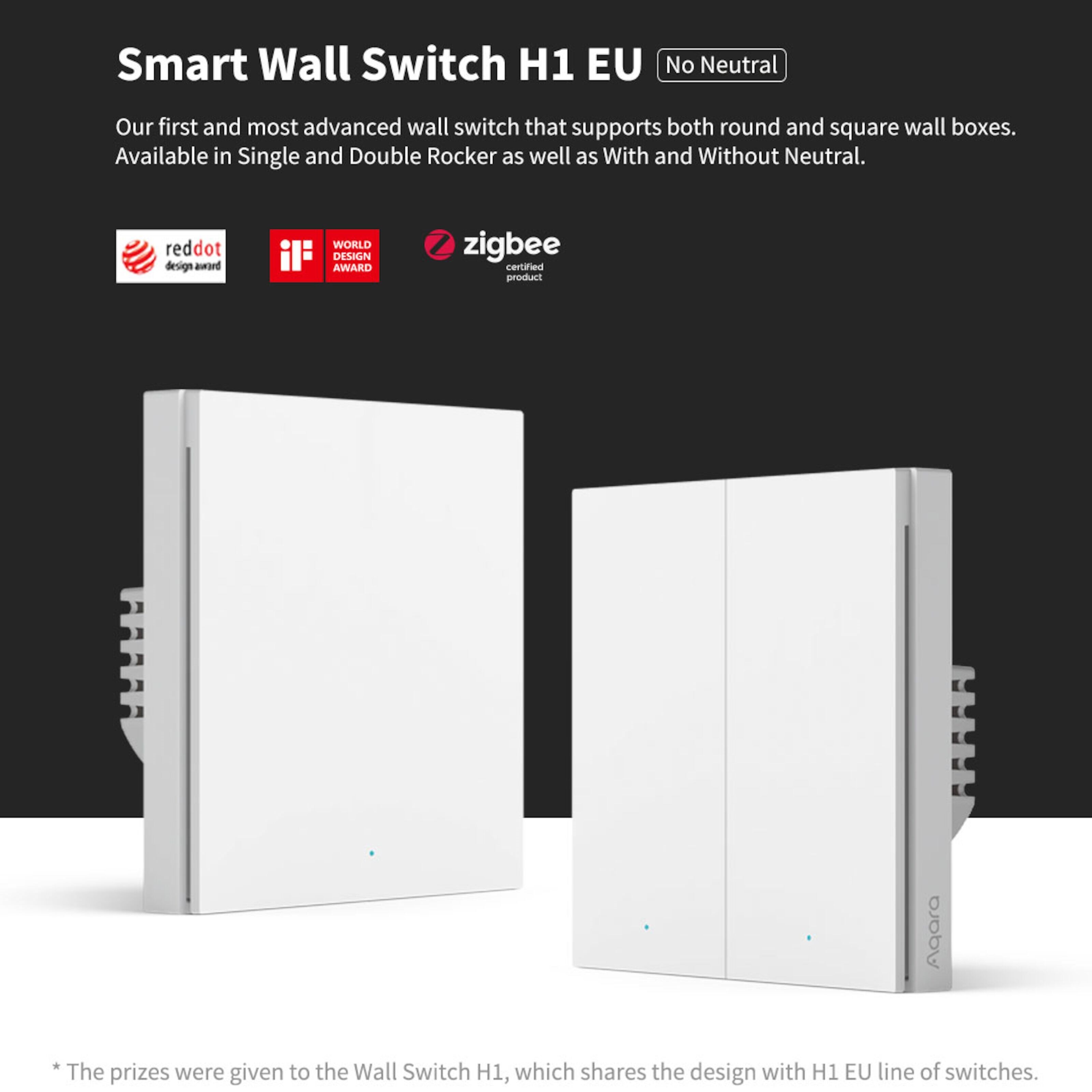 Aqara Smart Wall Switch H1 Singel uten nøytralleder