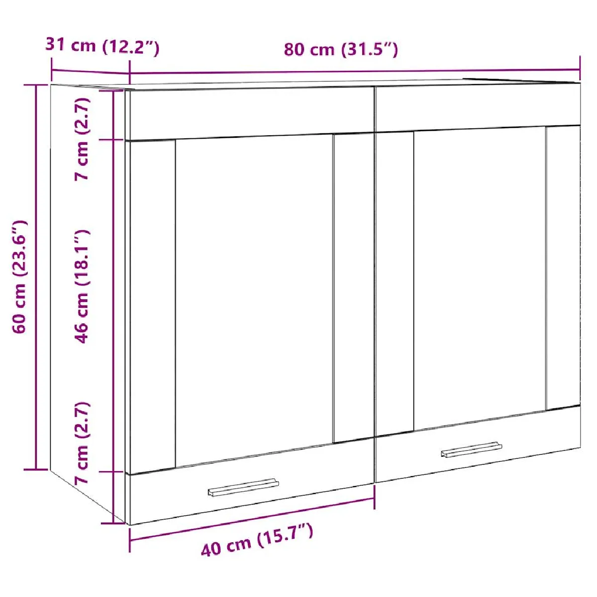 vidaXL Armoire verre suspendue Gris Béton
