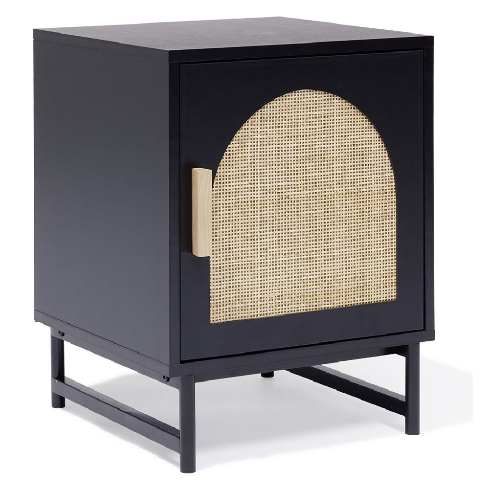 Chevet Fuji noir cannage naturel - L40xP38xH52 cm