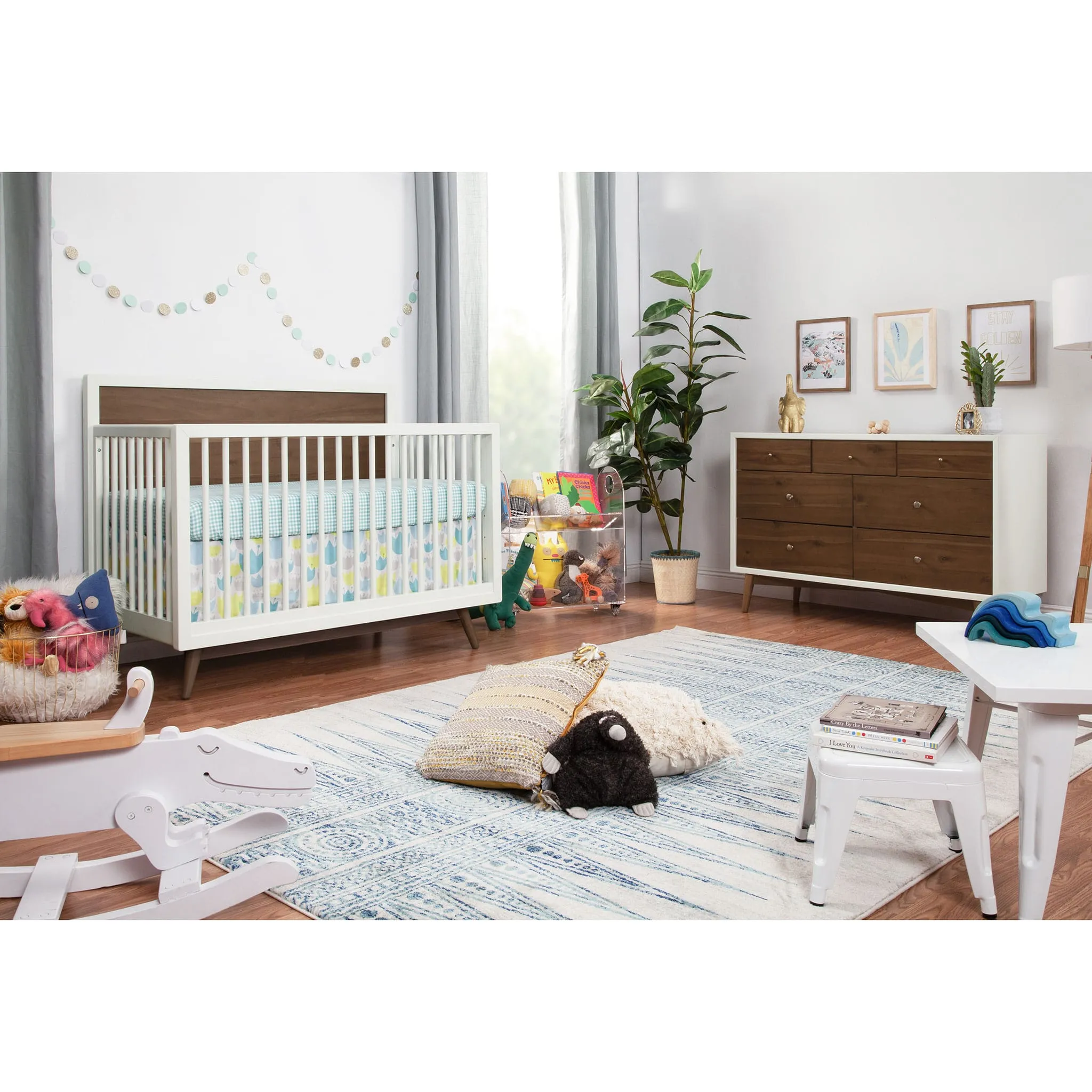 Babyletto Couchette Convertible 4 en 1 Palma - Blanc Chaud  Noyer