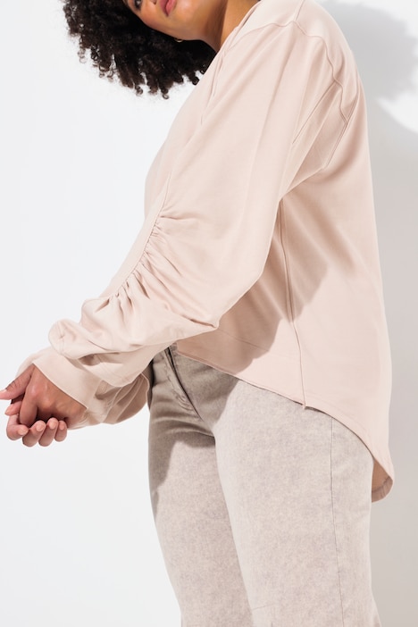 Sweatshirt, A-Linie, geraffter Raglan-Langarm