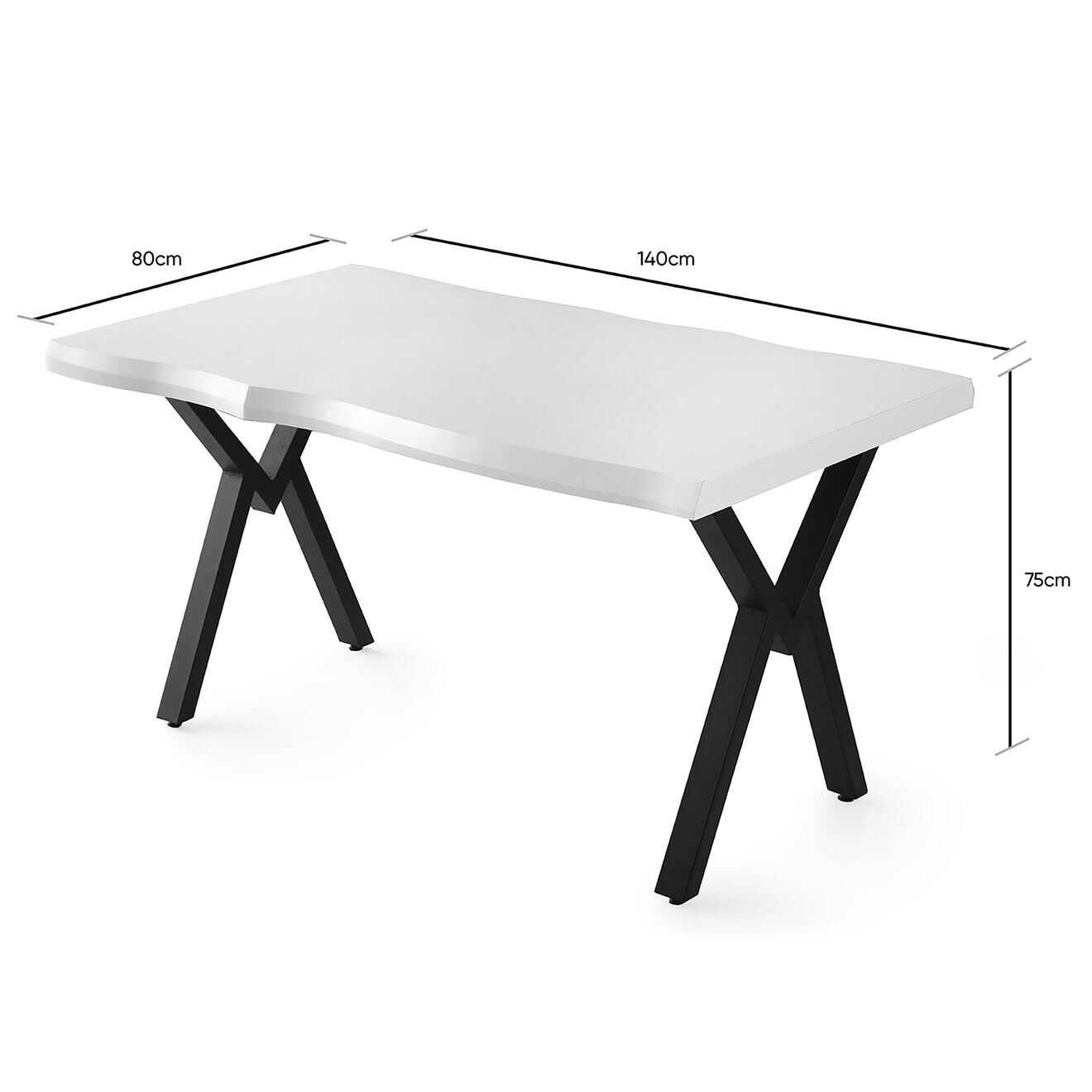 Homitis Table de salle à manger Efor blanche - 140x75x80 cm