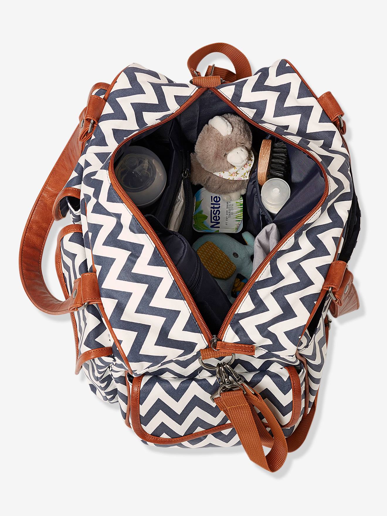 Bolsa de maternidade Journée com vários bolsos VERTBAUDET estampa branca clara