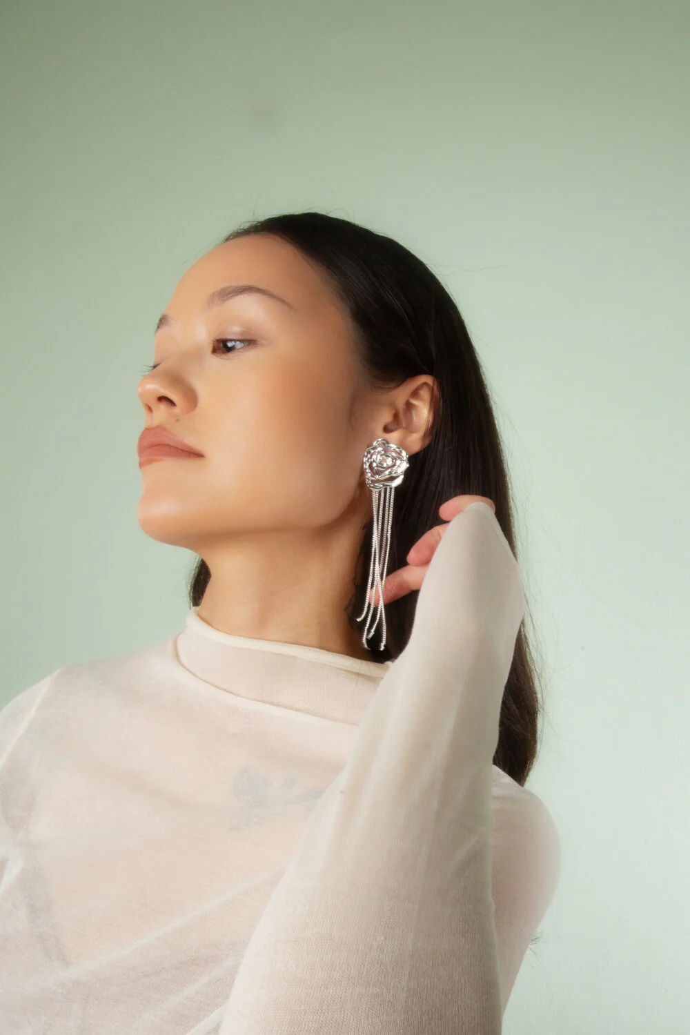 Jane Kønig  Rose Chain hængeørering - forgyldt