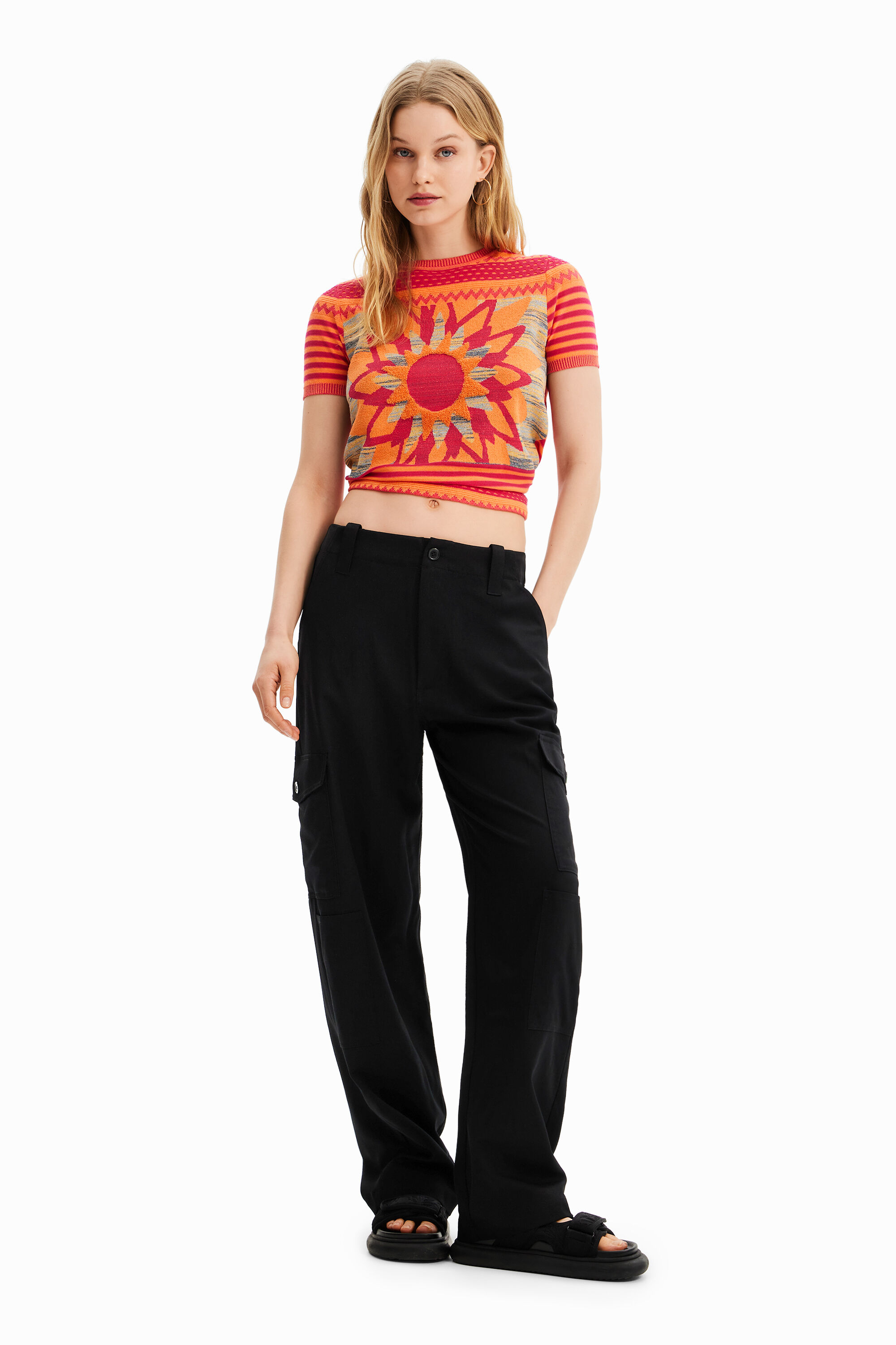 T-shirt fleur maille