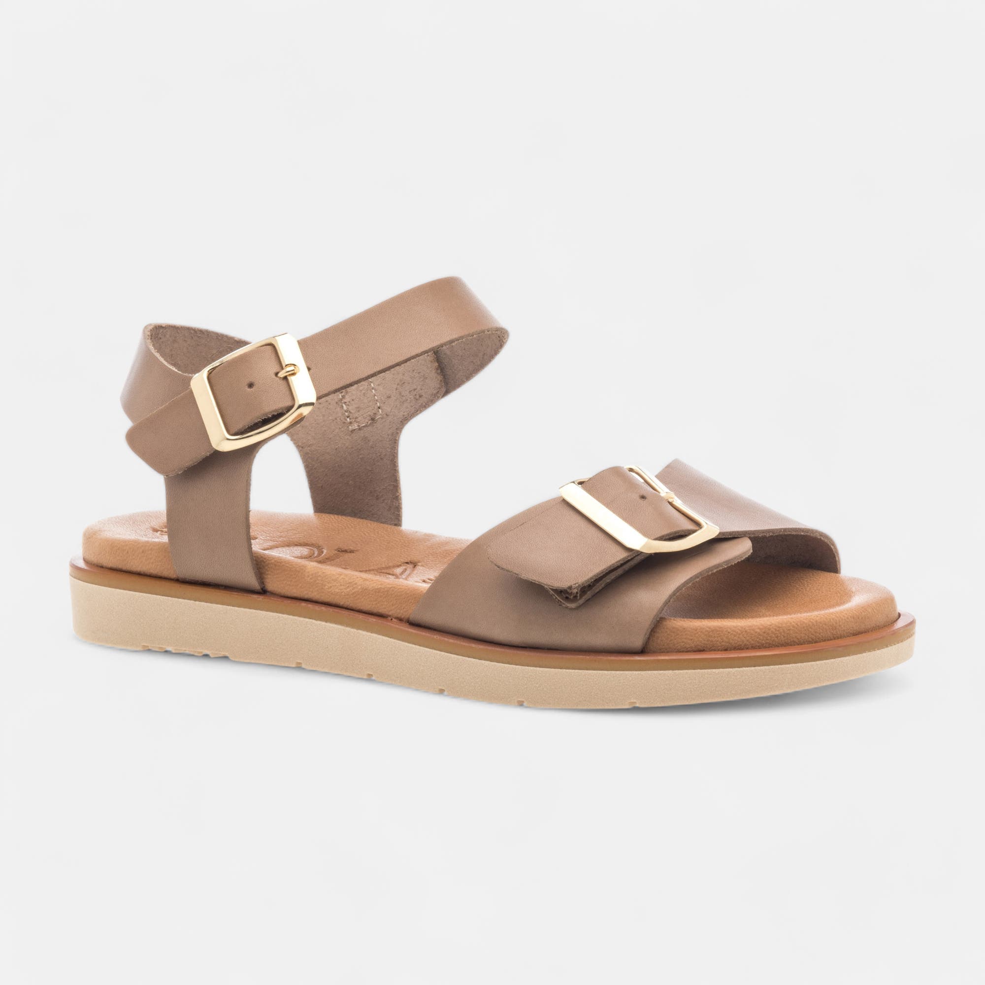 Sandales Femme en cuir taupe