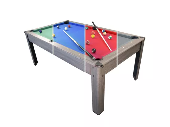 Billard Américain AMBIANCE 7Ft - 226,5 x 126,5 x 80 cm avec accessoires et plateau dînatoire - Gris