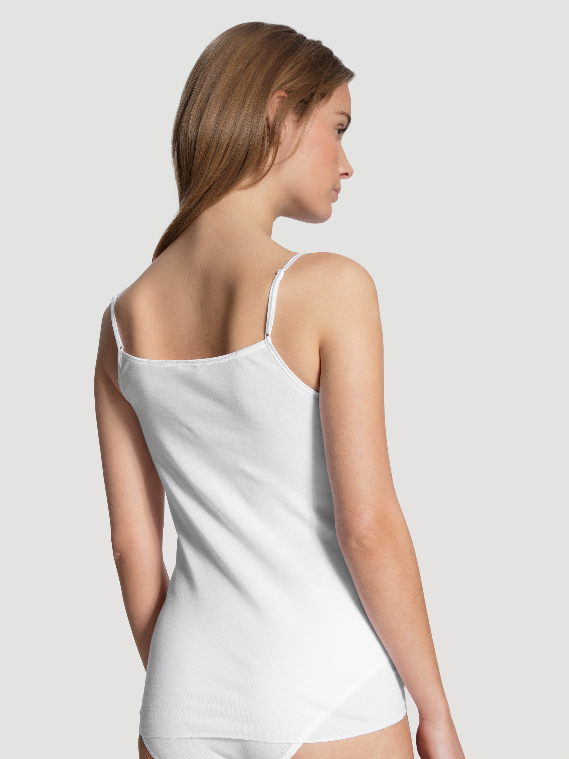 CALIDA Spaghettitop »Feminin Sense«, mit Spitzen-Einsatz, Pure Cotton, tiefer Ausschnitt, Single Jersey