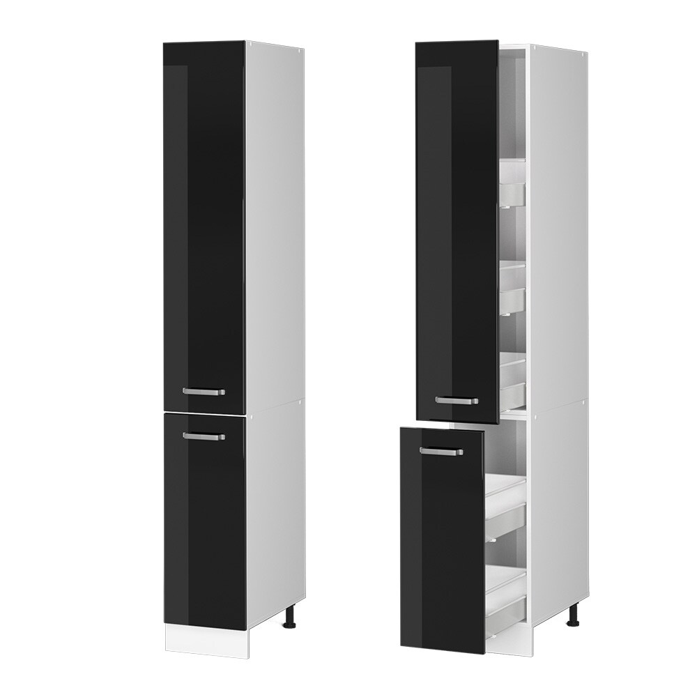 Vicco Apothekerhochschrank Küchenschrank R-Line Solid Weiß Schwarz 30 cm modern