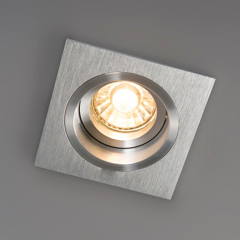 Set van 6 Inbouwspot vierkant aluminium draai- en kantelbaar - Chuck
