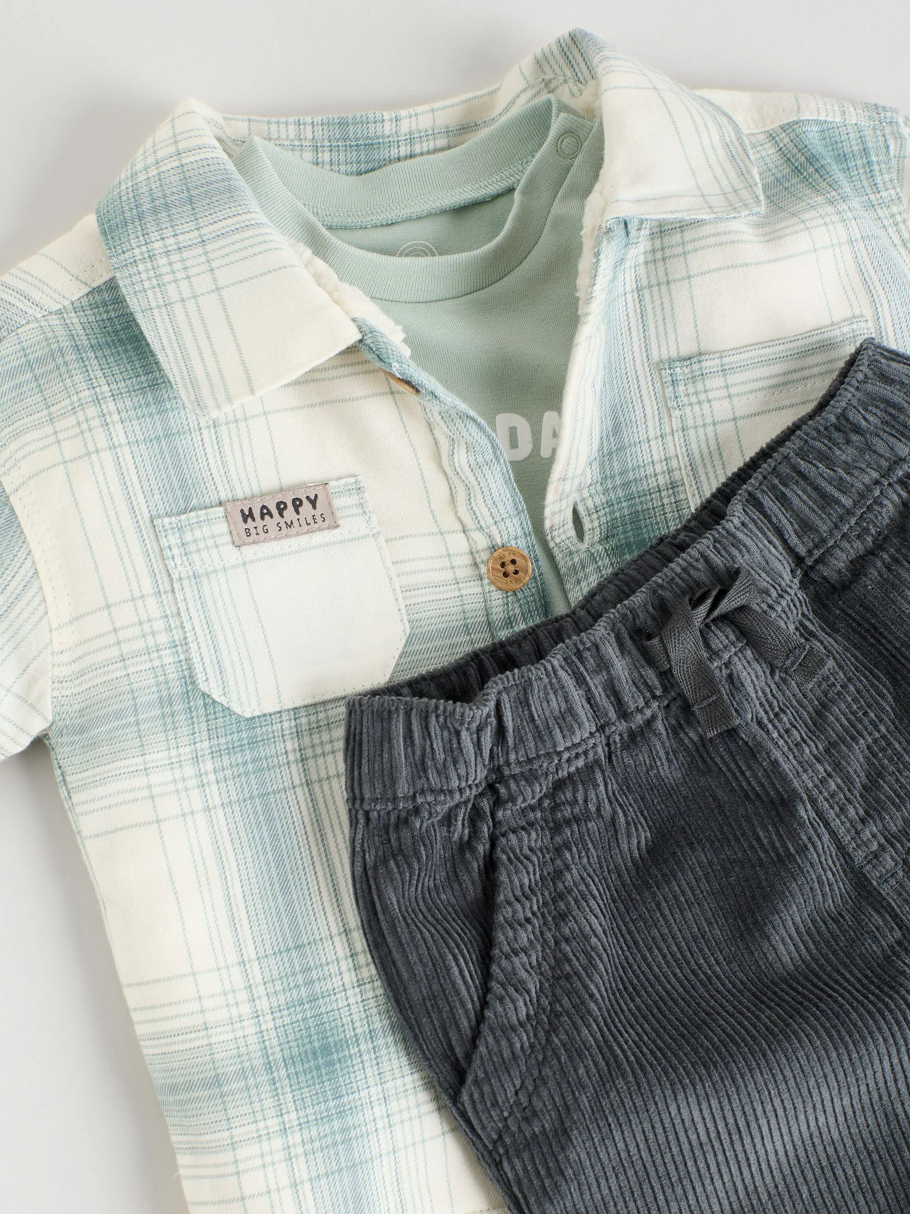 Mineraalkleurig - 3 -delige Baby Overshirt en Broeken Set (0mnd -2jr)