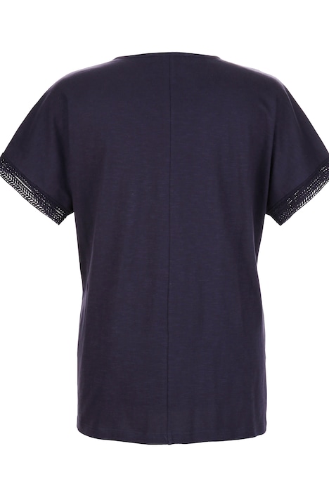 T-Shirt, Rundhals, Spitze am Halbarm