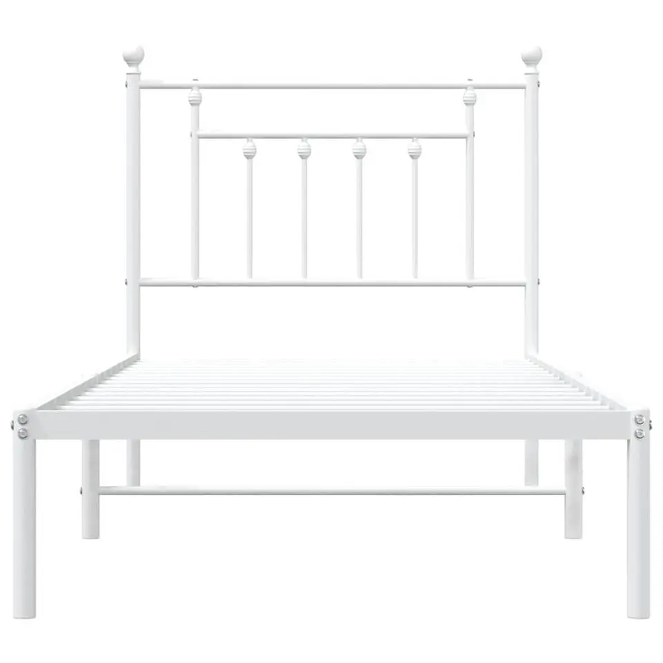 vidaXL - Metalen bed met hoofdbord - Wit - 90x200 cm