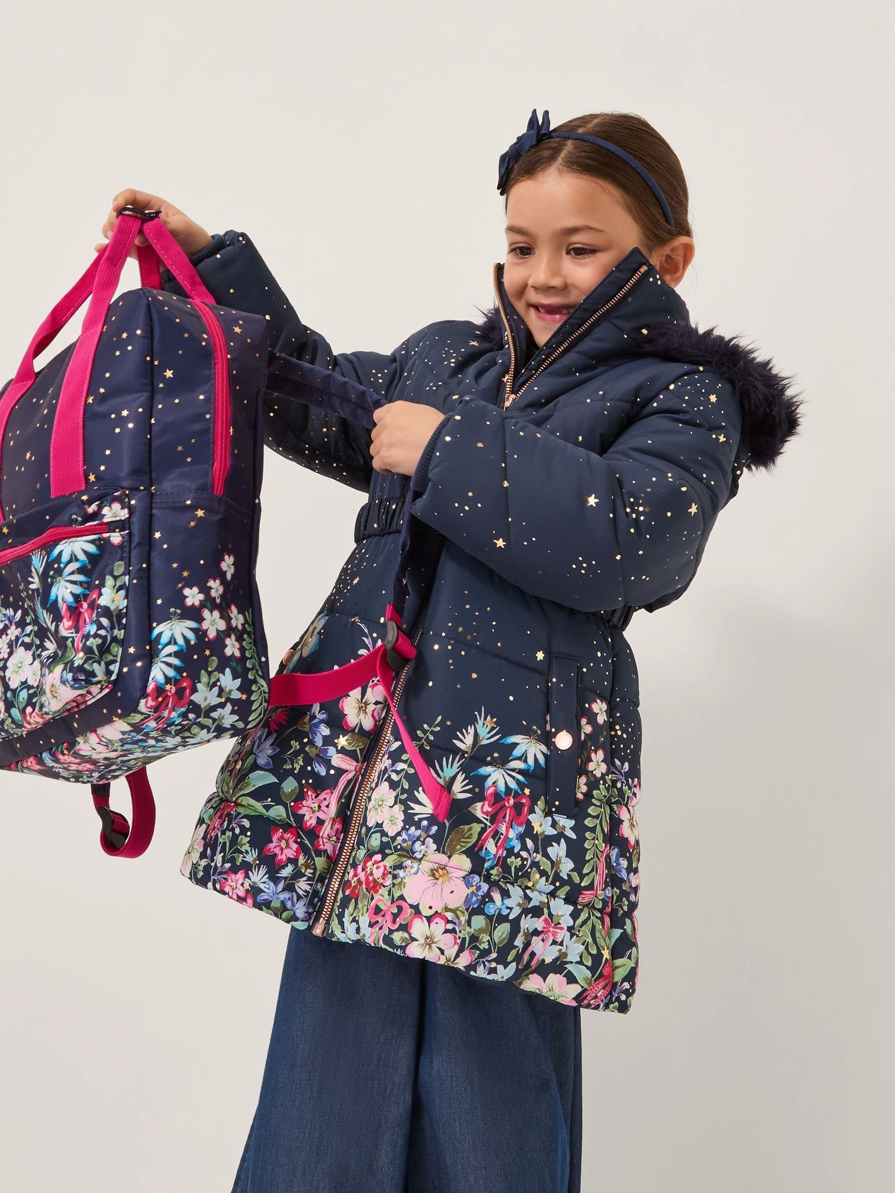 Monsoon Jas met capuchon met bloemenprint
