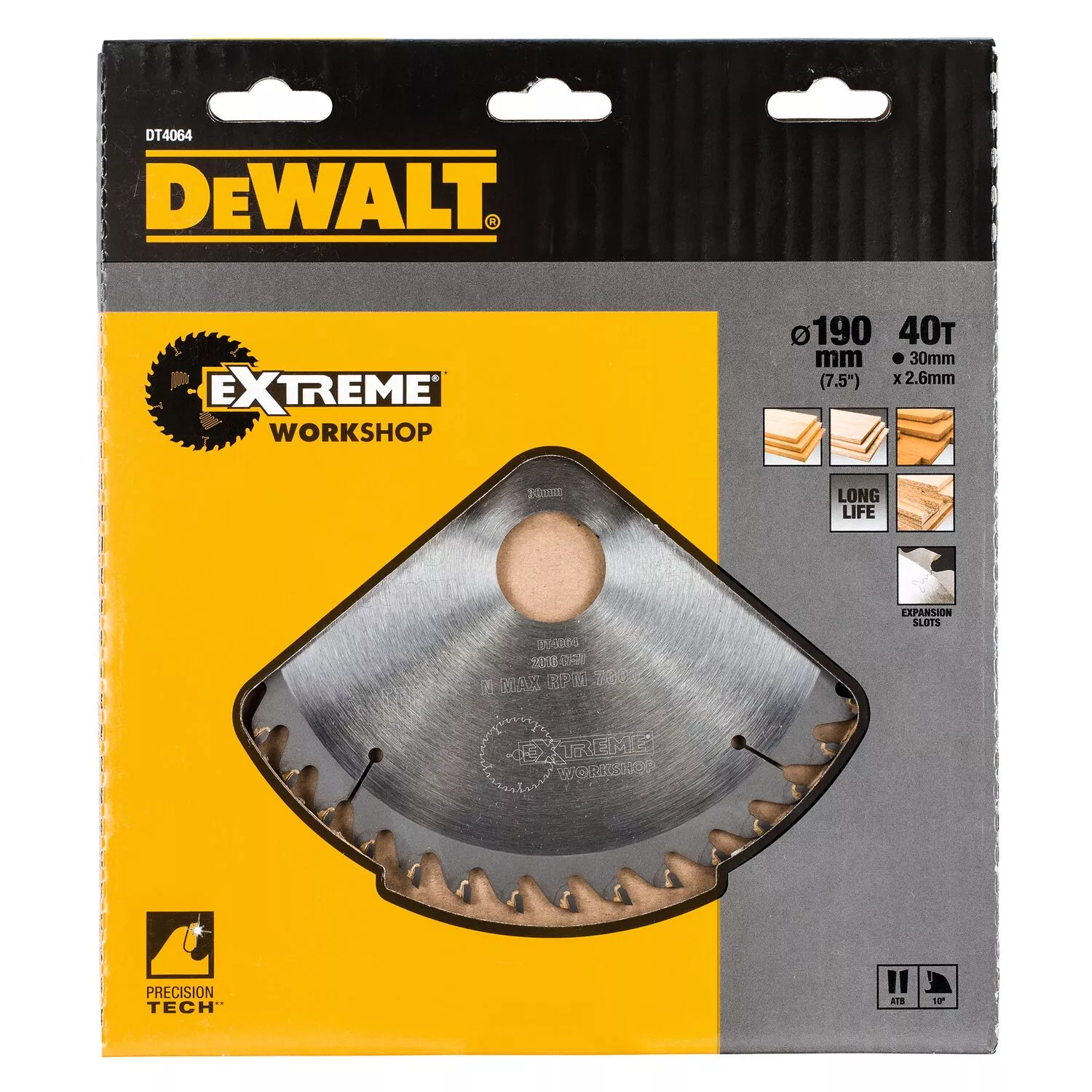 DeWALT DT4064 Extreme Cirkelzaagblad - 190 x 30 x 40T - Hout / Laminaat