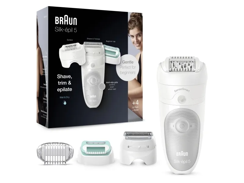 Braun Silk-épil 5 81770430, Hvid, 28 pincetter, MicroGrip, Barbering, Tyskland, Batteri