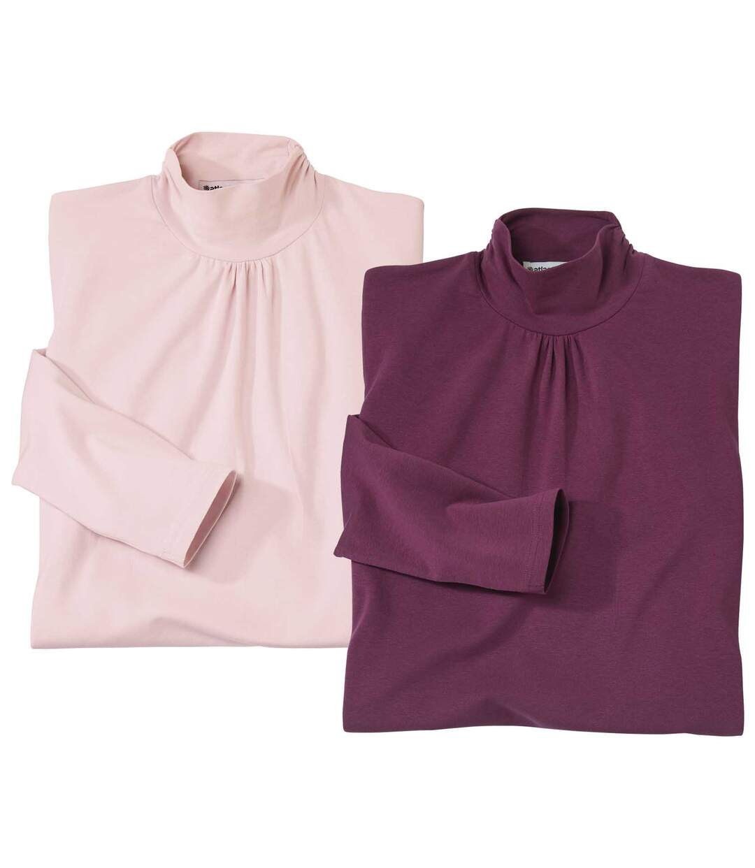 Lot de 2 Sous-Pulls Unis Col Montant Bouillonné