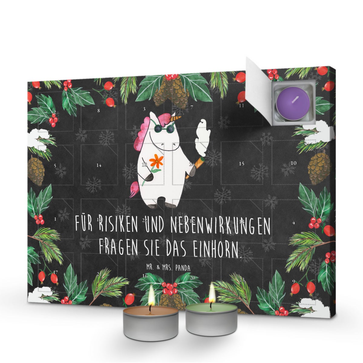 Mr. & Mrs. Panda Geurkaars Adventskalender Eenhoorn Woodstock - Zwart