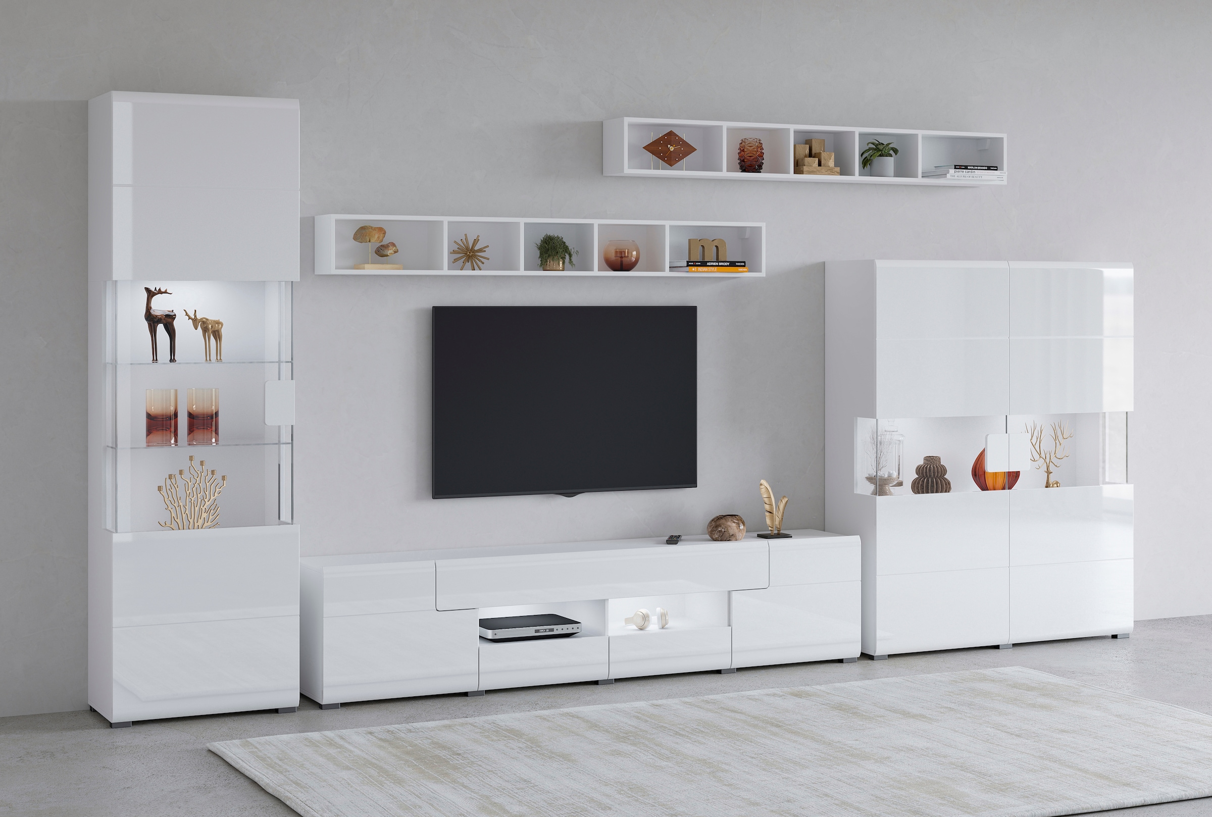 INOSIGN Wohnwand »Toledo,Breite 391cm stilvolle Mediawand ohne Beleuchtung« 5 Stk. tlg.
