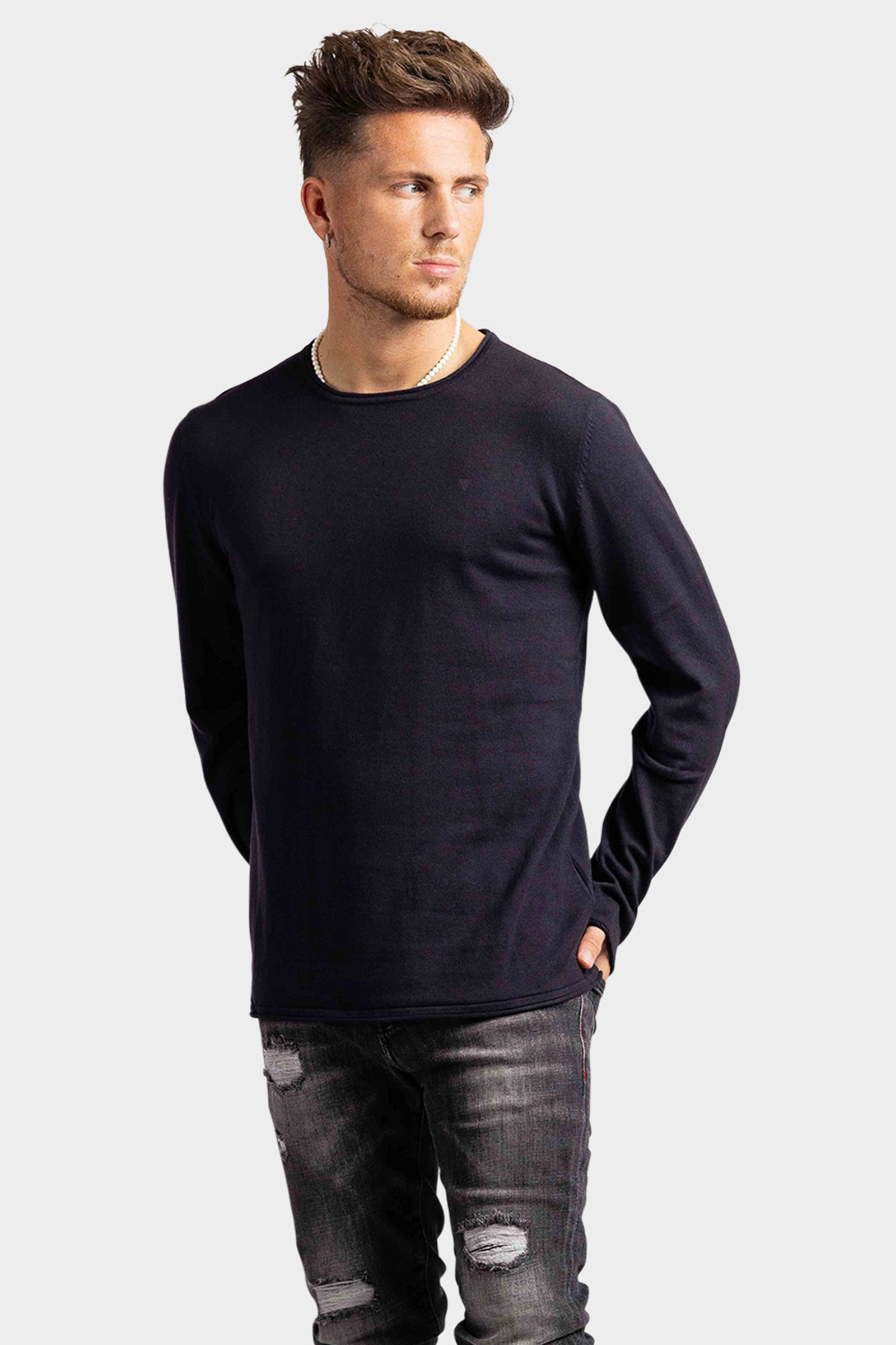 Purewhite Essentials Garment Dye Knit Sweater Heren Antra
