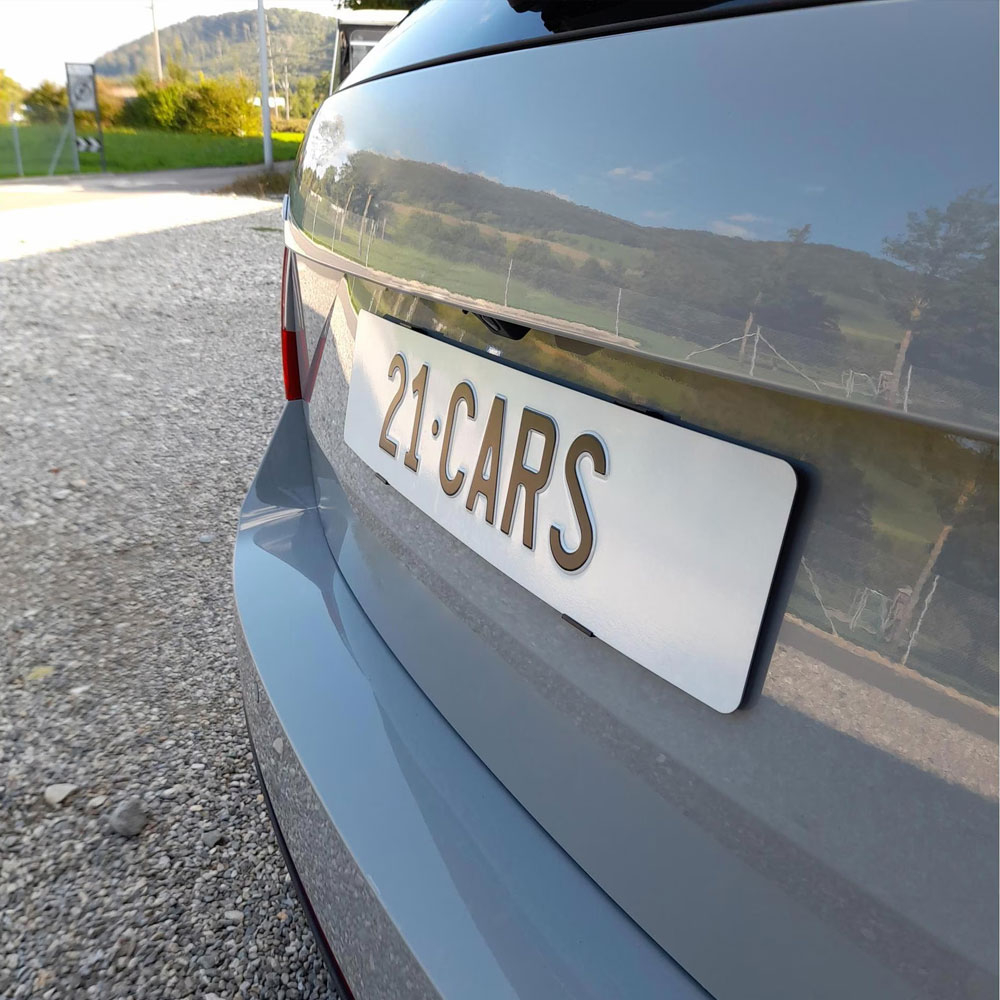 Rahmenlose Klick Wechselschild Nummernschild Kennzeichenhalter für Auto KFZ Set Vorne   Hinten | Langformat (21-1-002) - Transparent