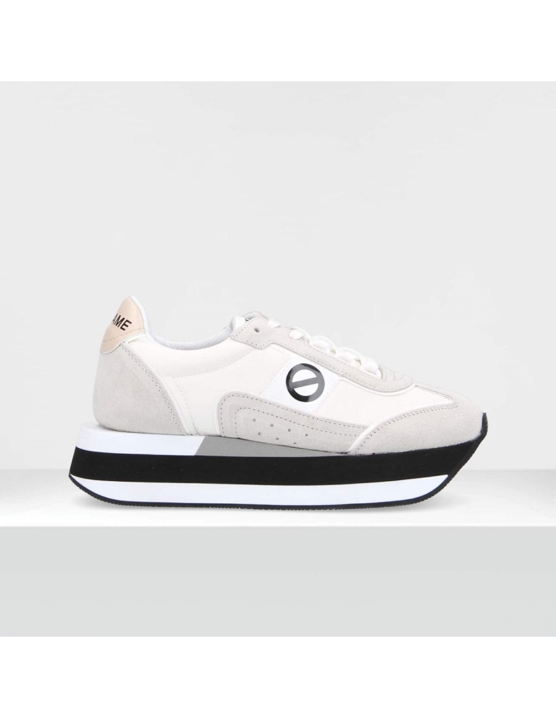 no name Baskets compensées femme boom jogger daim gris/blanc/noir