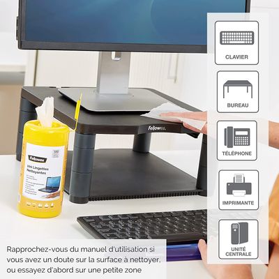 Fellowes - 100 lingettes multisurfaces sans alcool