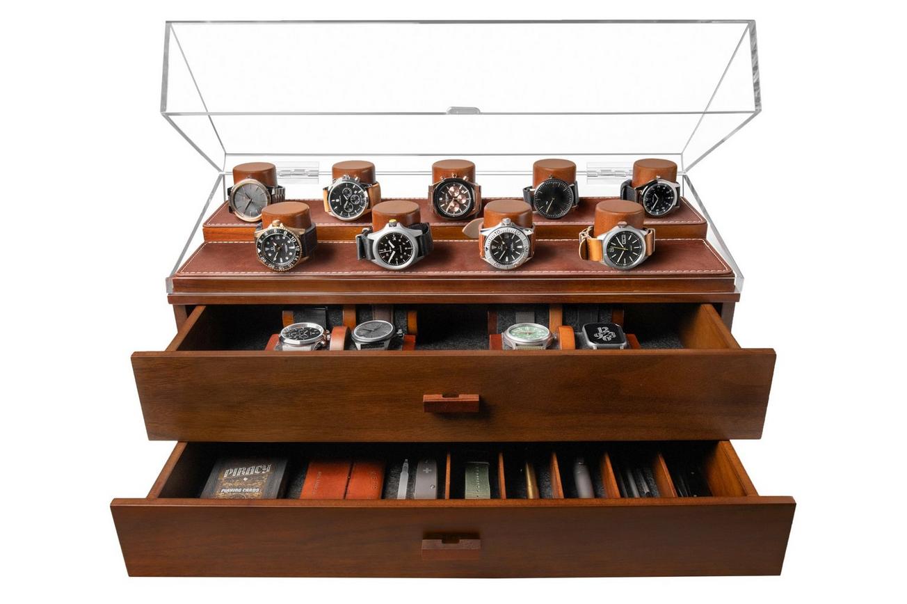 Holme & Hadfield Legacy Watch Display Case LGP-WT-978-1 Walnut, horloge display voor 17 stuks