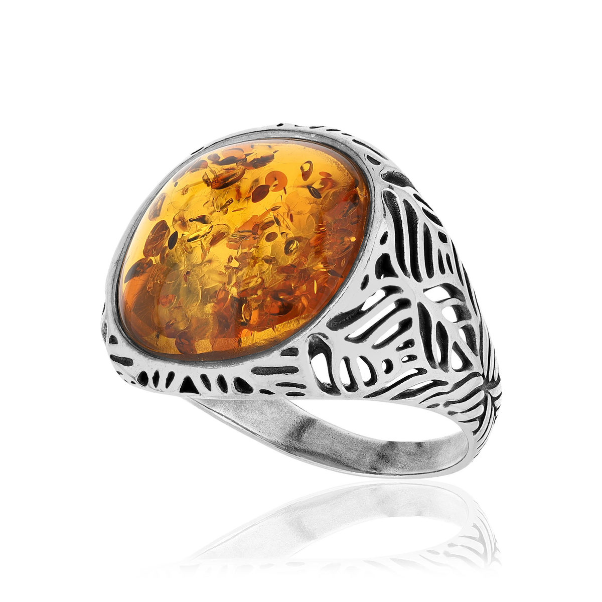 Bague argent argent ambres