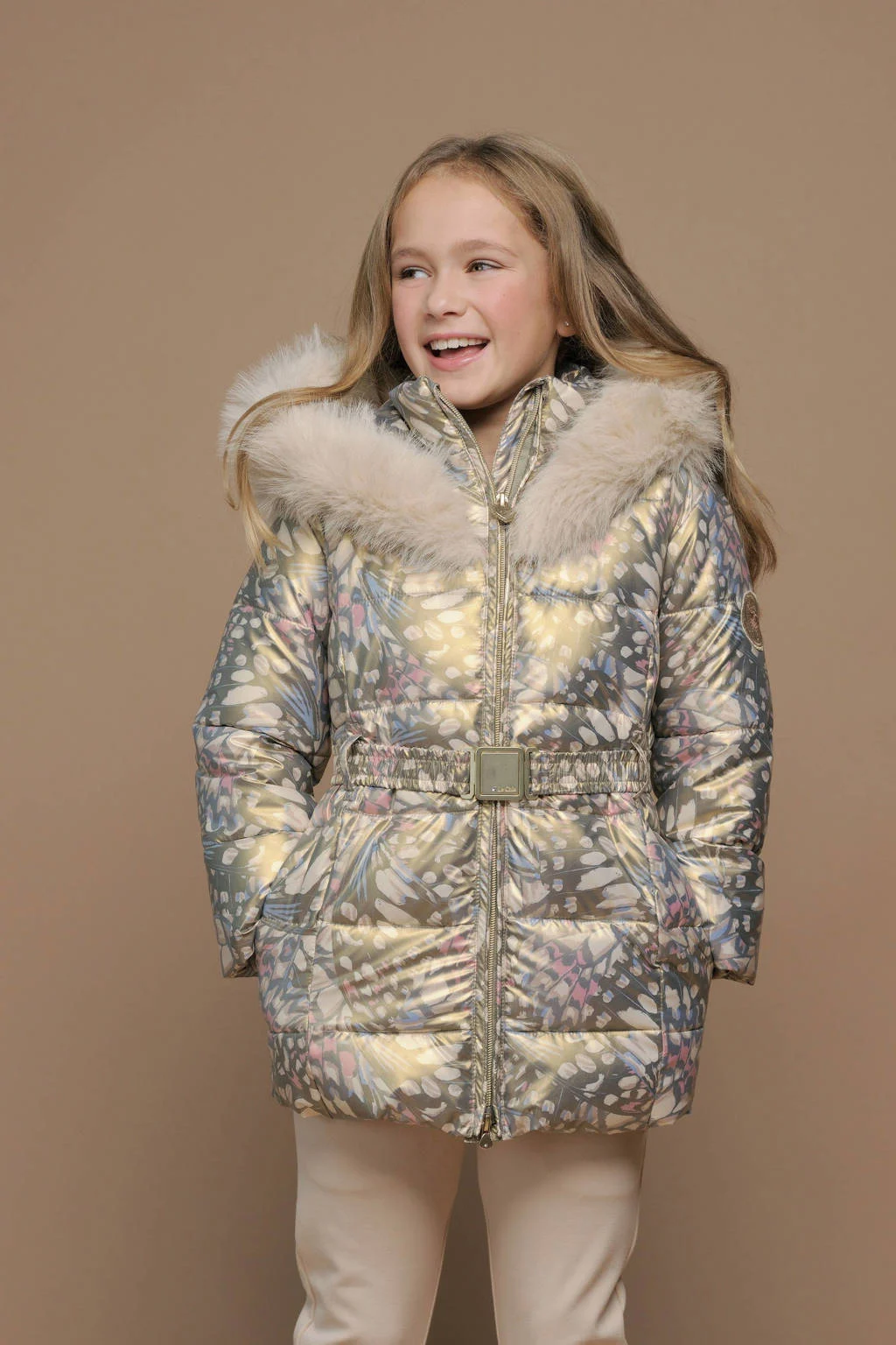 Le Chic gewatteerde jas beige