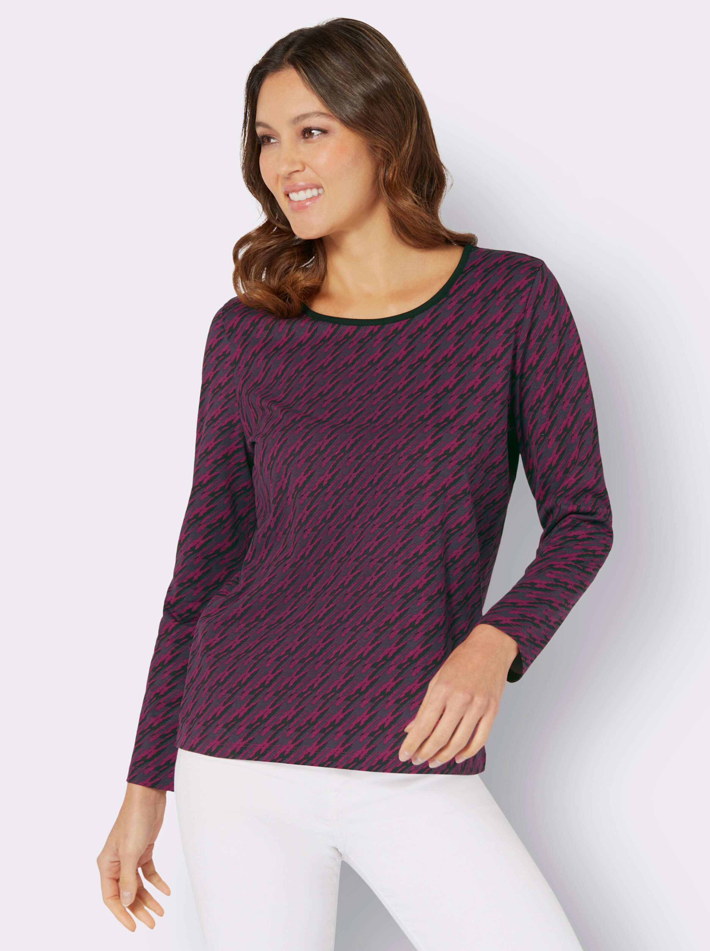 Langarmshirt im grafischen Muster
