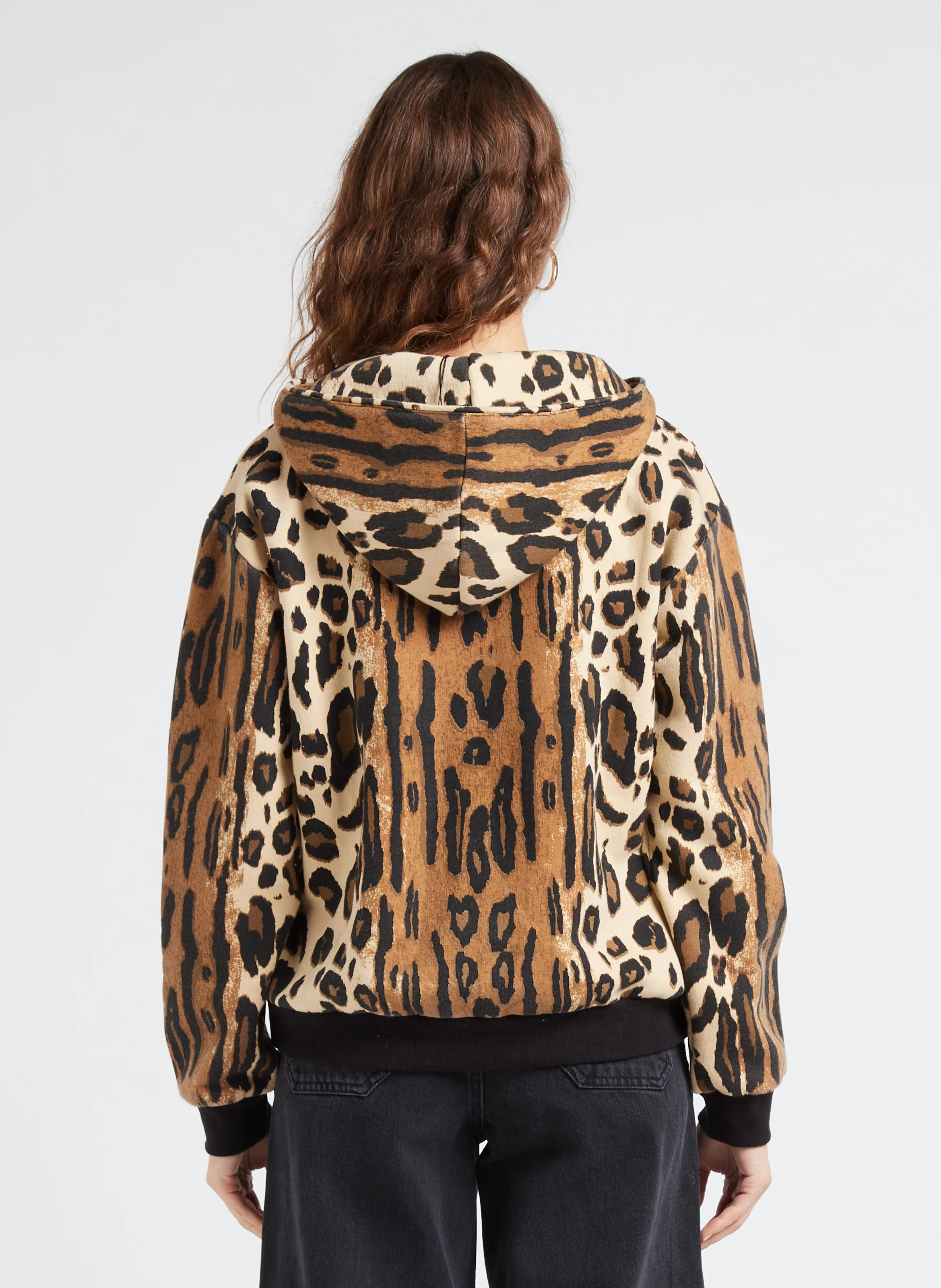 STRAN - Sweat col rond léopard en coton mélangé | Beige
