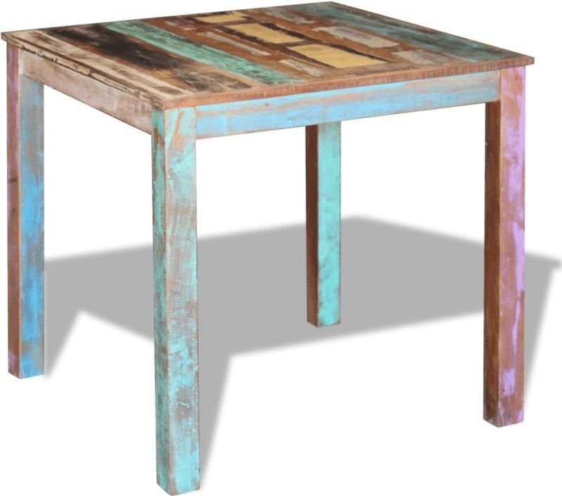 vidaXL - Eettafel - Antieke Stijl - Massief Gerecycled Hout - Compact Ontwerp