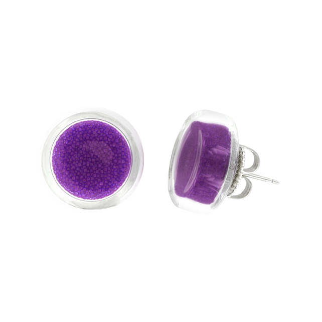 Boucles d'oreilles clou en verre soufflé - Cachou Billes