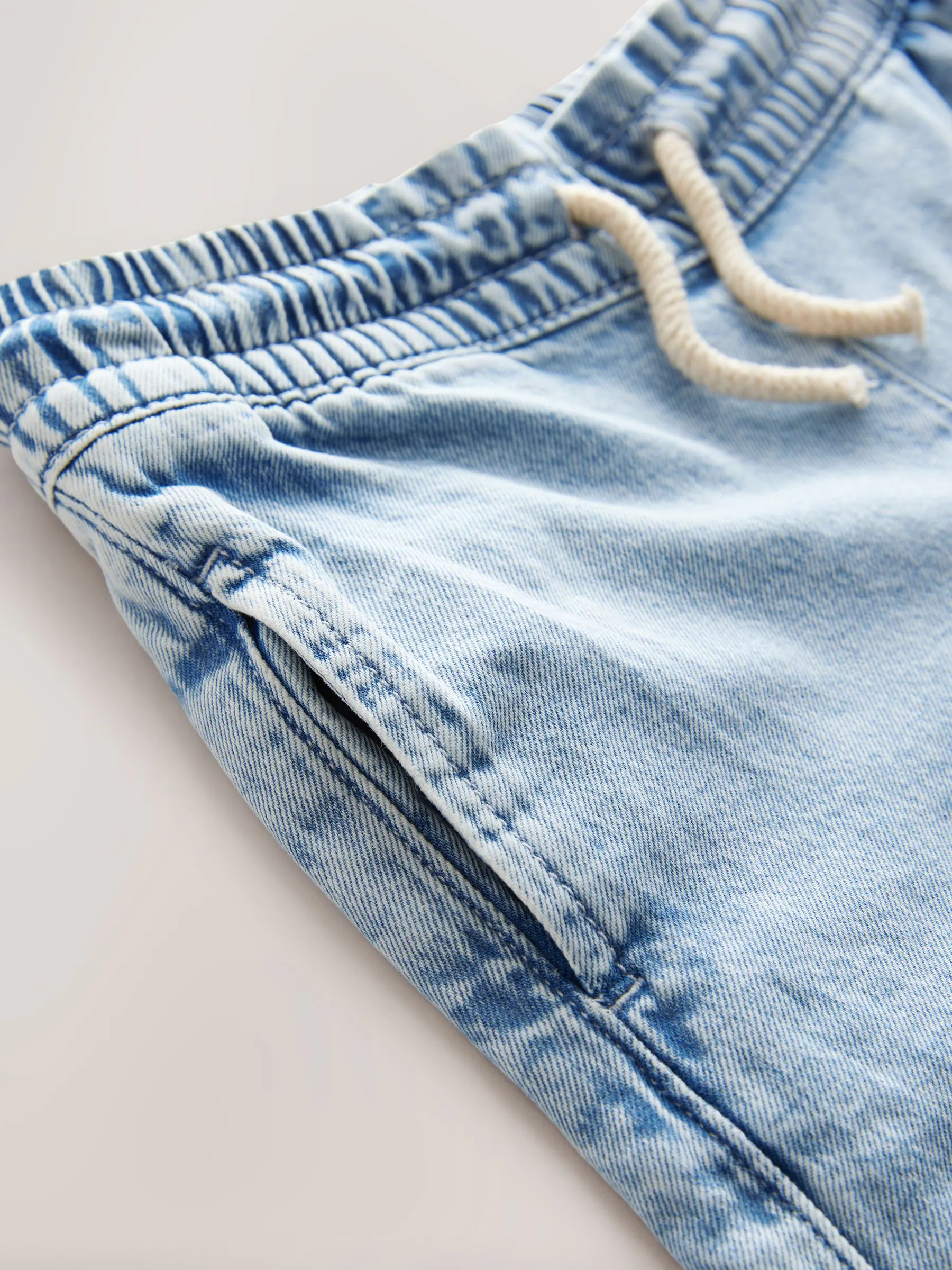Middenblauw denim - Jeans met elastische taille en wijde pijpen (3-16jr)