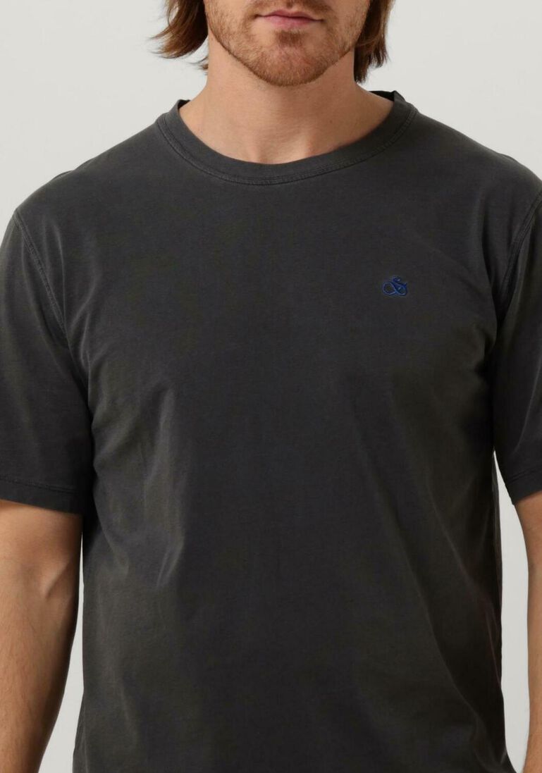 SCOTCH & SODA zwarte scotch & soda t-shirt garment dye logo embroidery tee