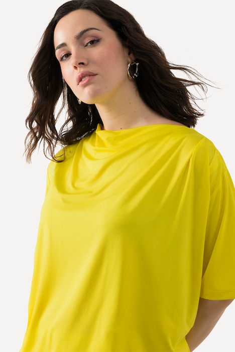 T-Shirt, Lyocell, Wasserfall-Ausschnitt, Halbarm