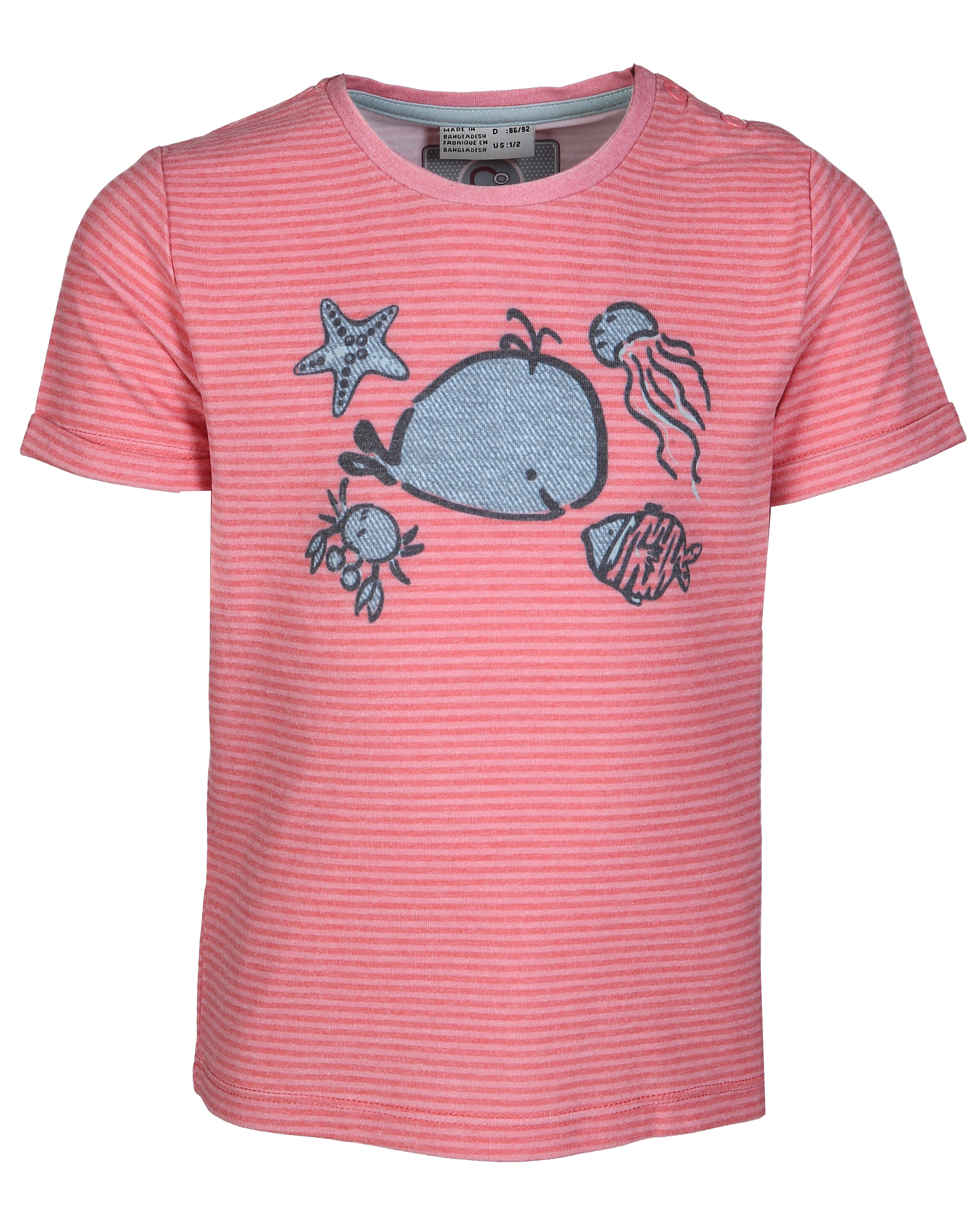 T-Shirt KLEINE MEERESFREUNDE gestreift in hell malve