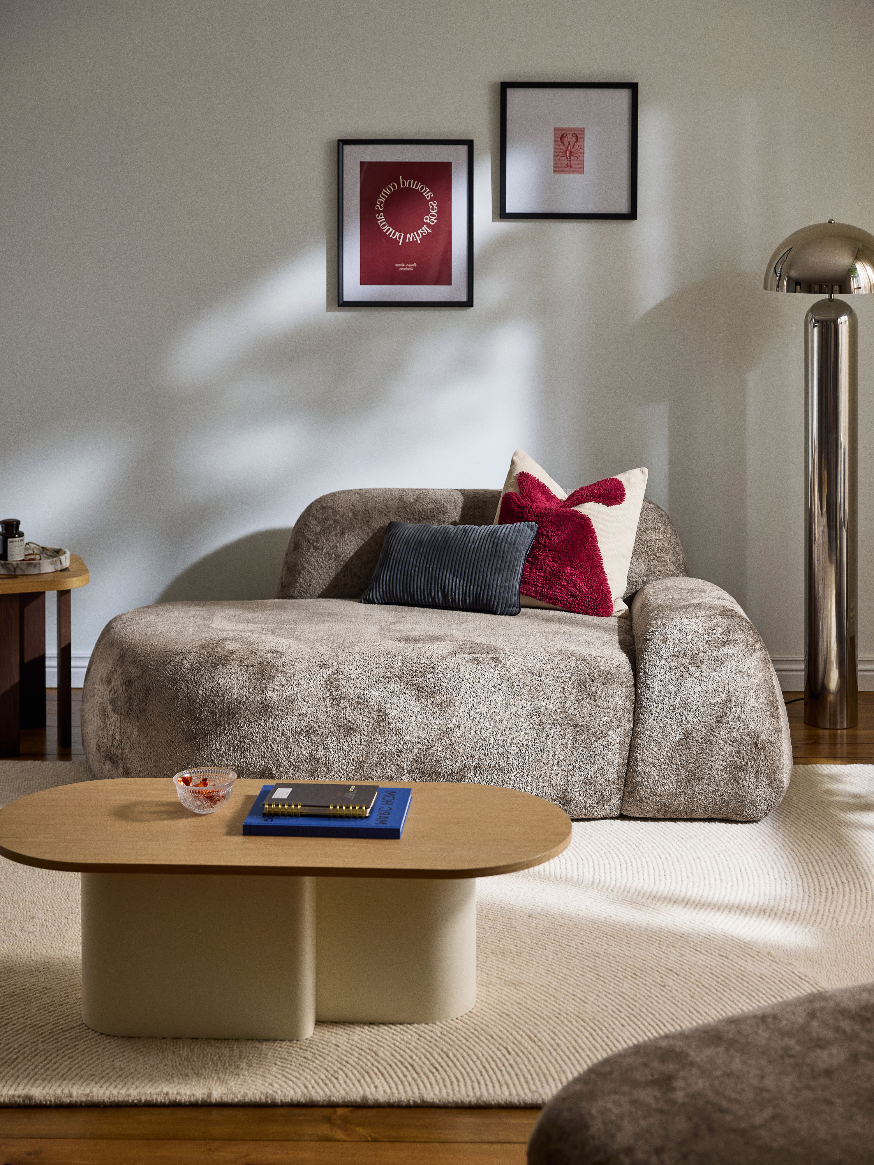 Teddy bouclé bank Wolke (2-zits) met chaise longue