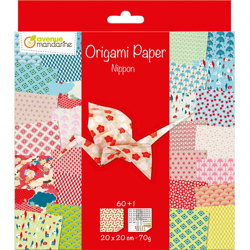 Mandarine Origamipapier Nippon, 20.8 x 23.5 cm, assortiert, 60 Blatt