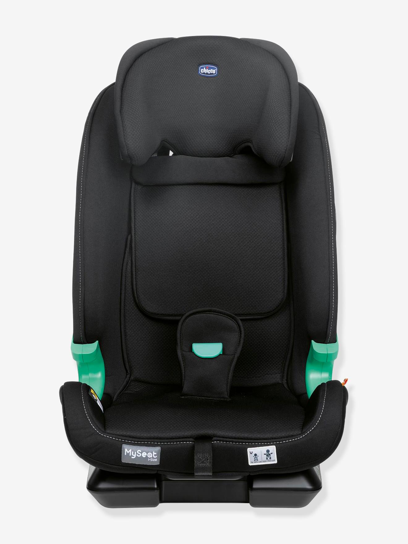 Cadeira auto CHICCO MySeat i-Size para crianças de 76 a 150 cm, equivalente aos grupos 1/2/3, preta lisa.