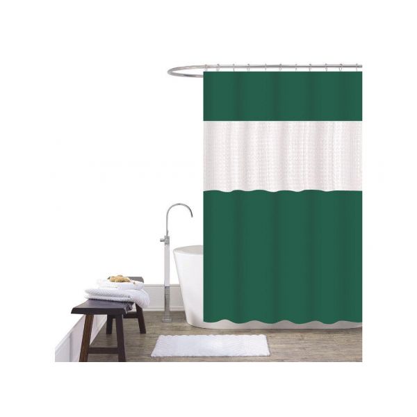 Bod Home Cortina de Duche em Patchwork 180×180cm 400g 100% Poliéster Forest Green