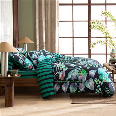 Linge de lit feuillage exotique