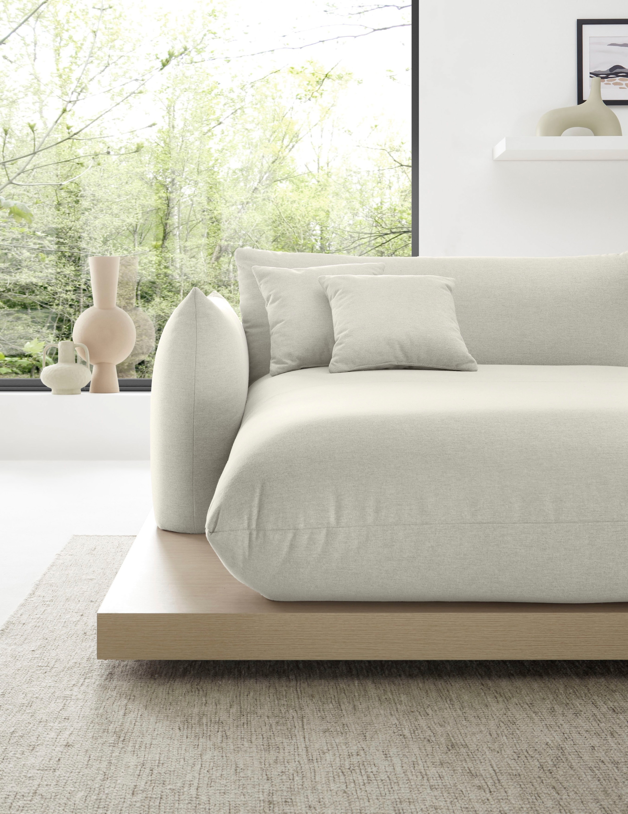 GOODproduct Ecksofa »Kalix, Polsterecke mit kräftigem Holz-Plateau, moderne Couch in L-Form« wahlweise Recamiere links o. rechts, Strukturstoff, hoher Sitzkomfort