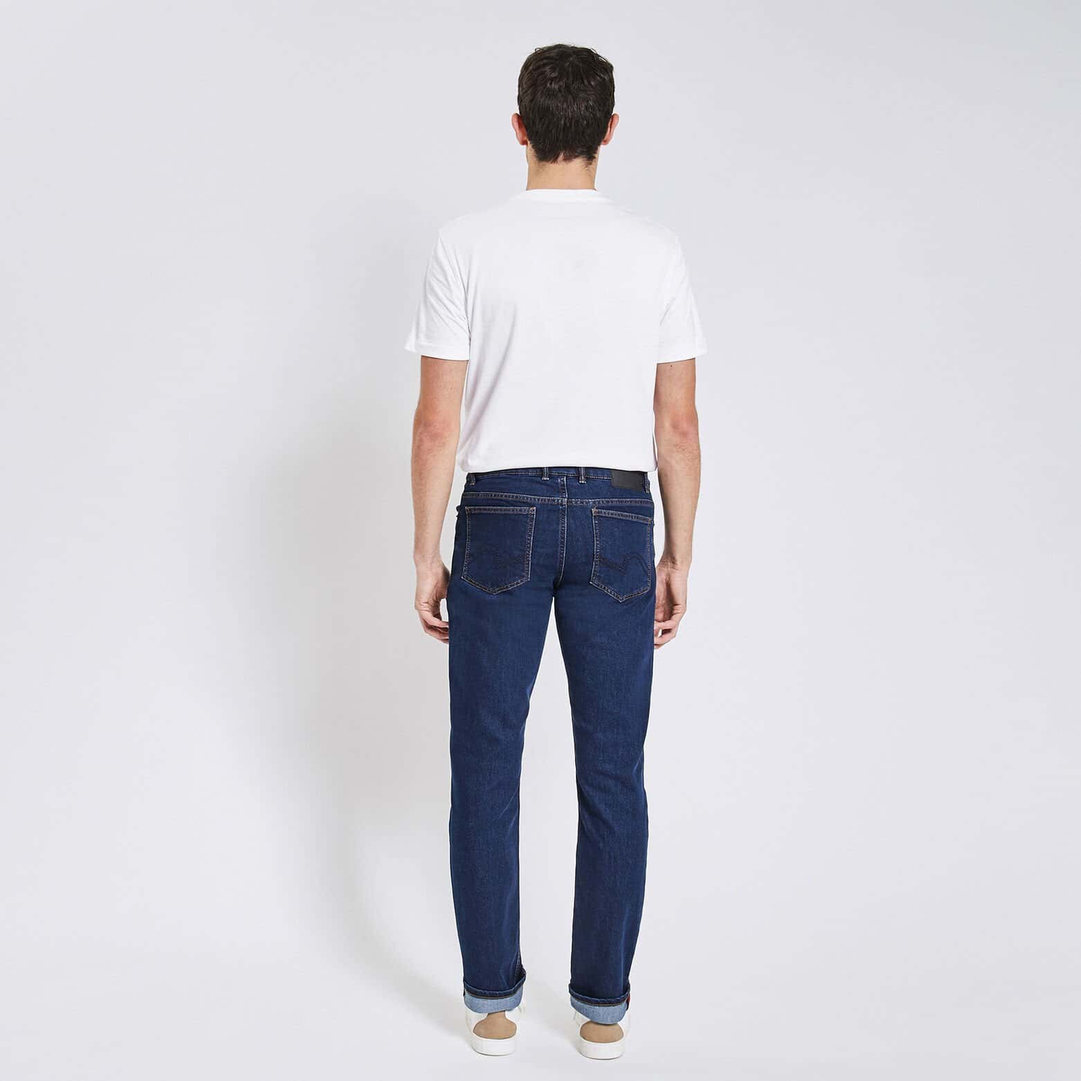 Jean regular en coton et polyester recyclés Bleu