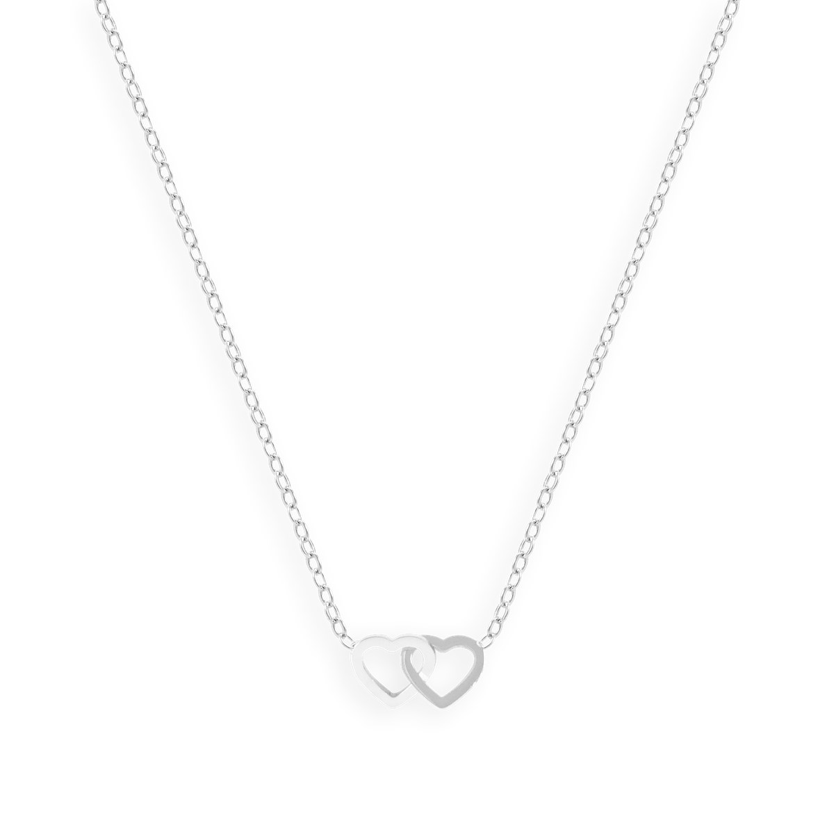 Collier coeurs en acier argenté