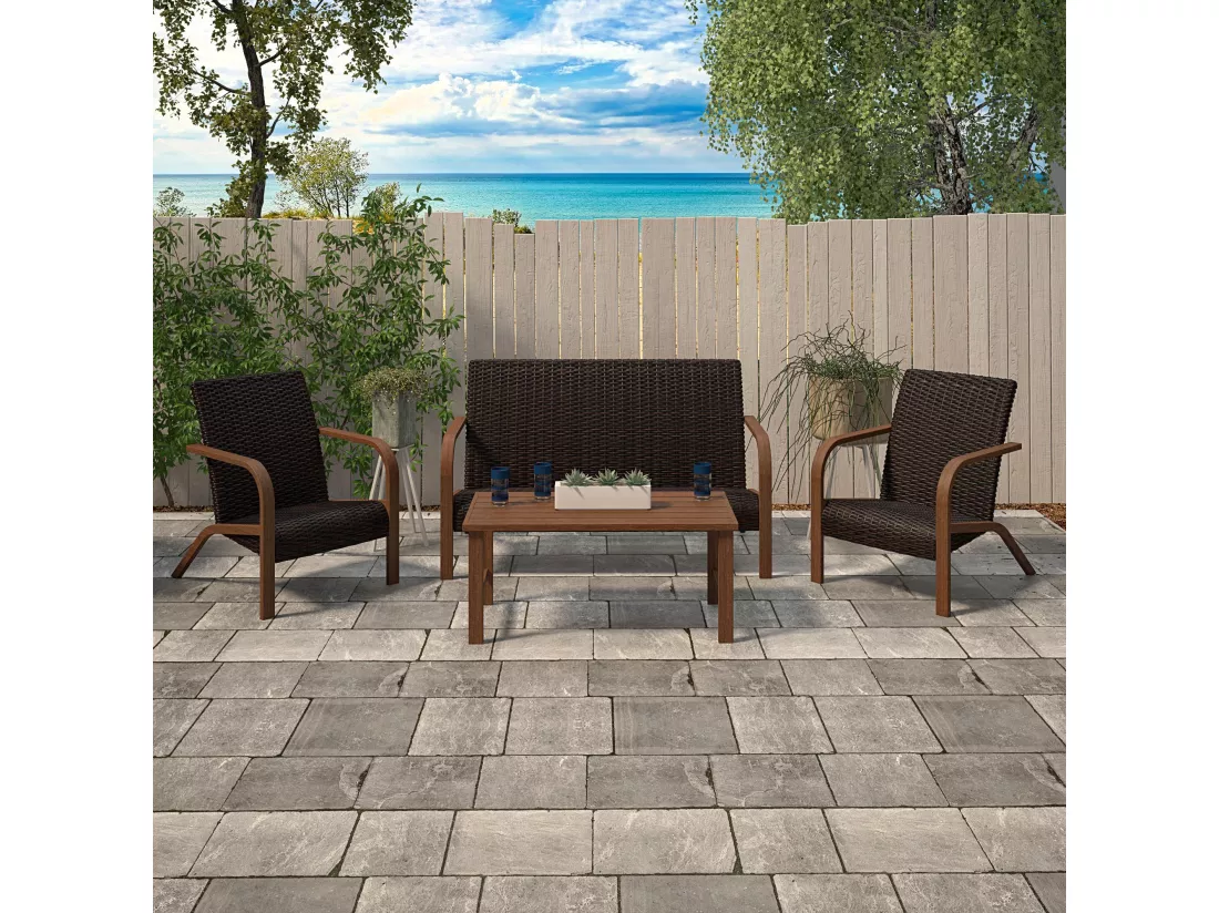 Smartwick | Chaises longues Lot de 2 en résine Marron foncé
