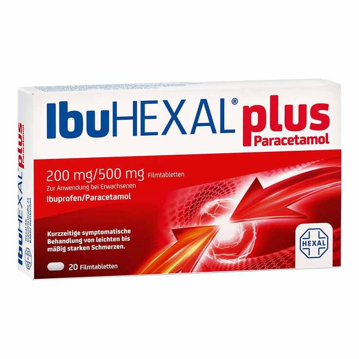 IbuHEXAL plus Paracetamol 200 mg/500 mg Filmtabletten, 20 St